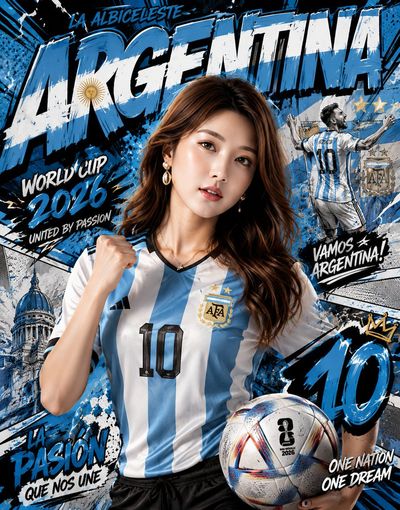 Argentina's football pride roars in a dynamic comic poster