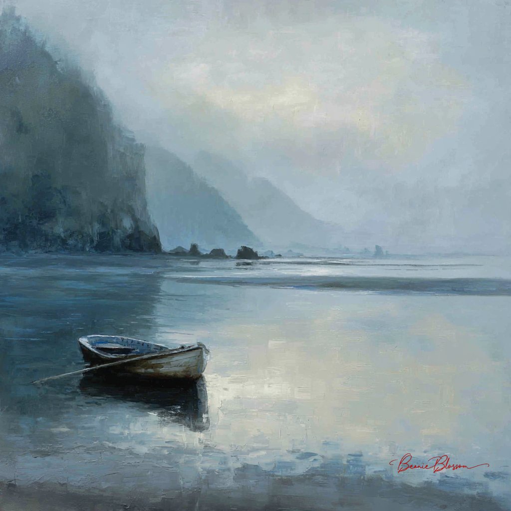 Misty Dawn and the Silent Rowboat