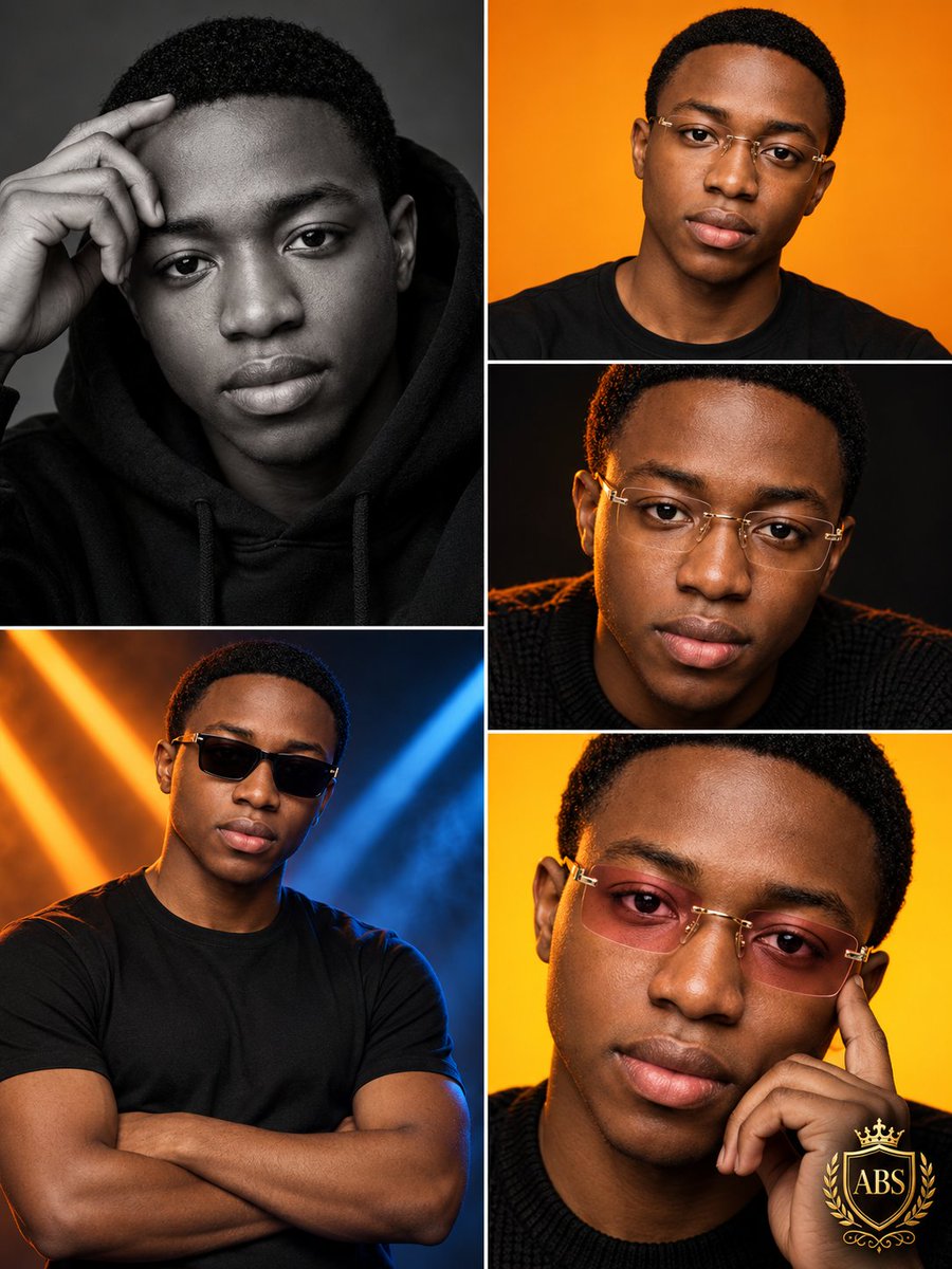 Five-Panel Editorial Collage Showcases Black Man in Luxury Portraits