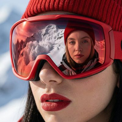 Alpine Reflection: Red Beanie Drama