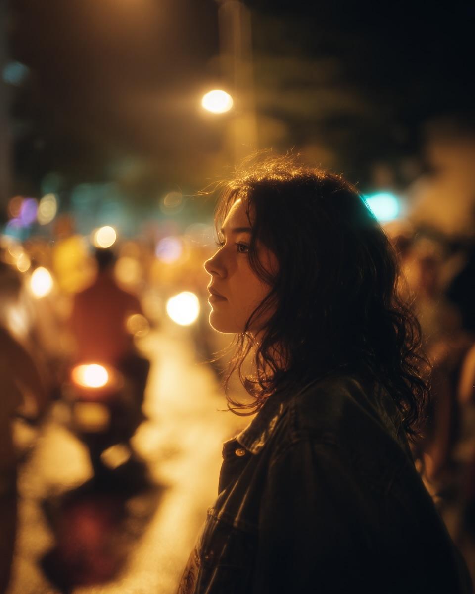 Urban Solitude: A Cinematic Night Portrait