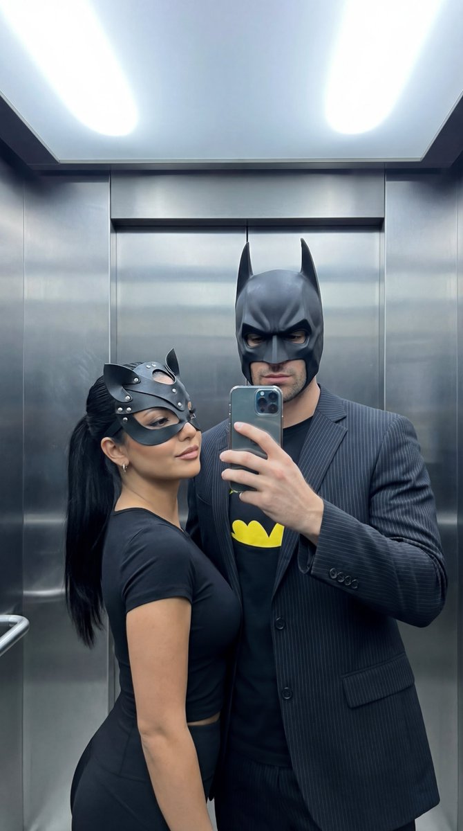 Cinematic Mirror Reflections: Bat and Cat Duo