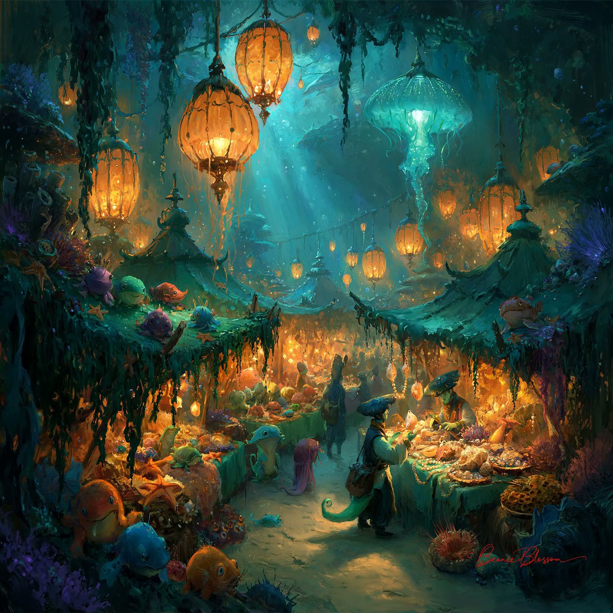 Underwater Bazaar: A Symphony of Color and Life