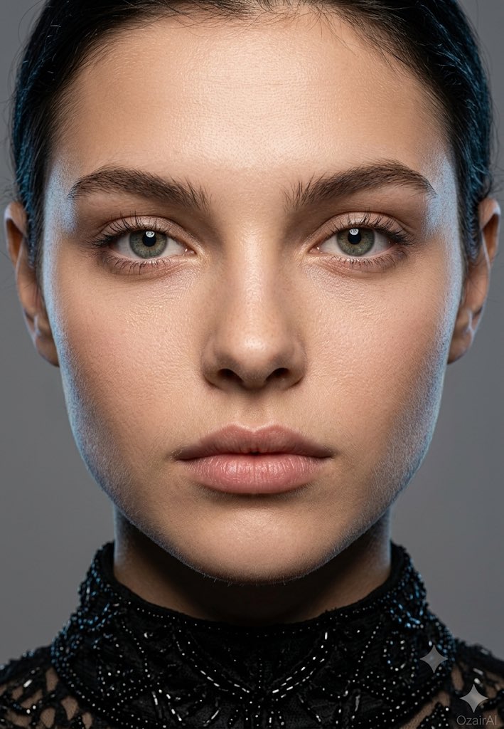 A hyper-detailed face fills the frame with quiet intensity