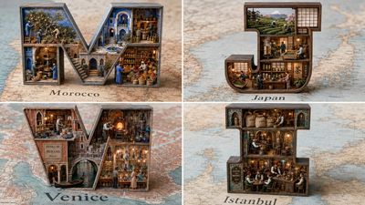 Moroccan Monogram shadowbox reveals argan oil craft in miniature