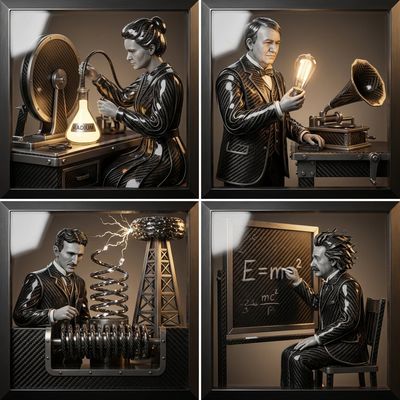 Carbon Fiber Sci-Tech Dioramas: Weaving Genius in the Lab