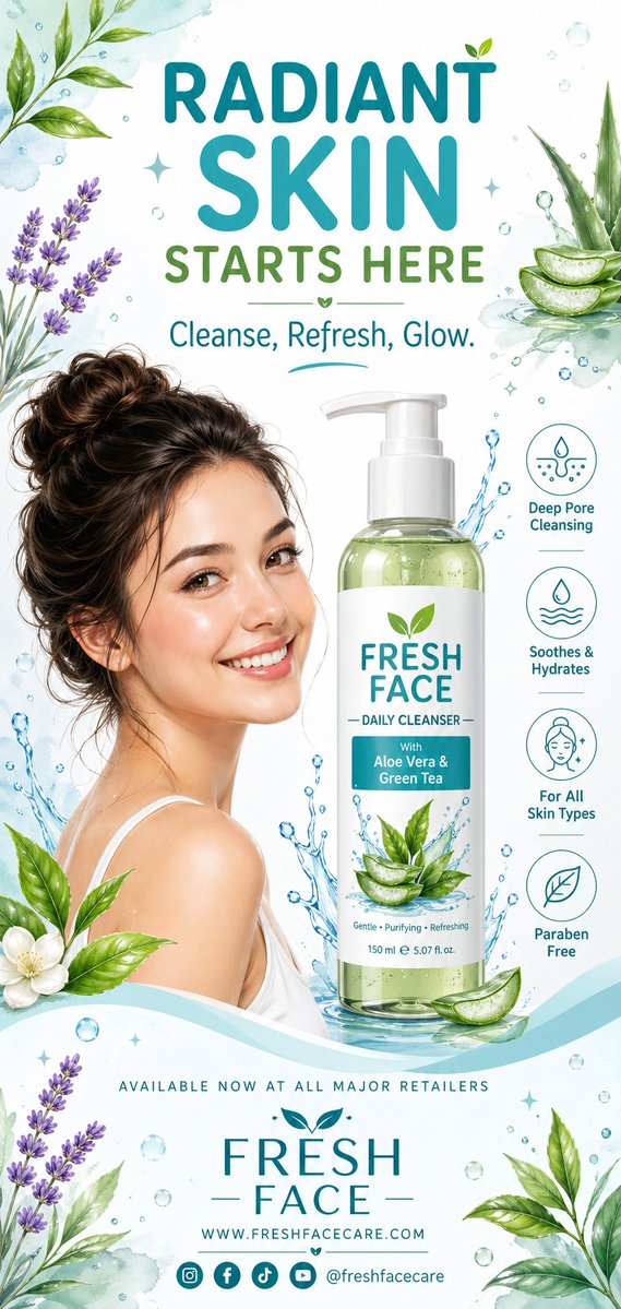 Radiant Skin Awaits: A Clean, Fresh Face Wash Poster