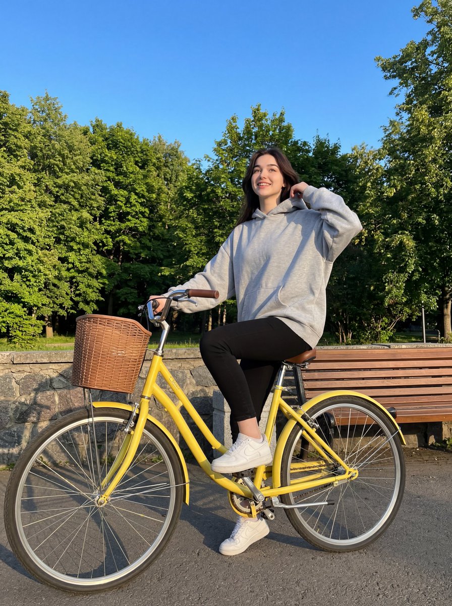 Golden Hour Breeze on a Yellow Bicycle