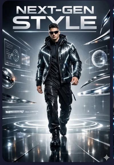 Futuristic Techwear on a Neon Platform