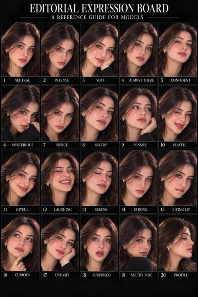 Twenty Expressions of a Fashion Muse on Black Studio