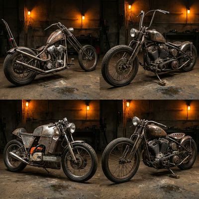 Scrapyard Legends: Four Iconic Choppers Reimagined
