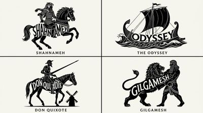 Monochrome Silhouette Integrates Title Into Four Classic Heroes