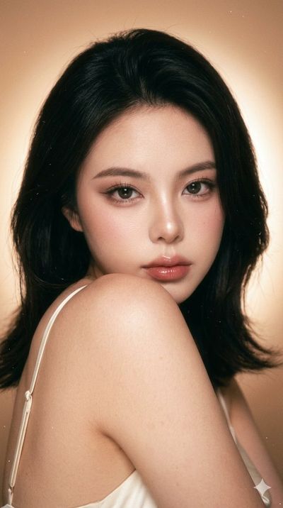 A dreamy late-90s glamour portrait with soft film grain