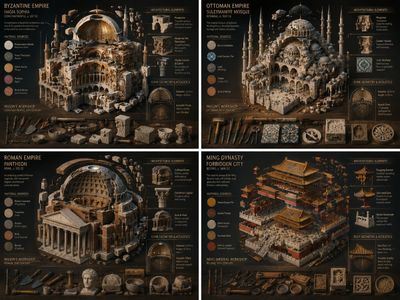 Roman Empire's Colosseum reimagined as a deconstructed infographic