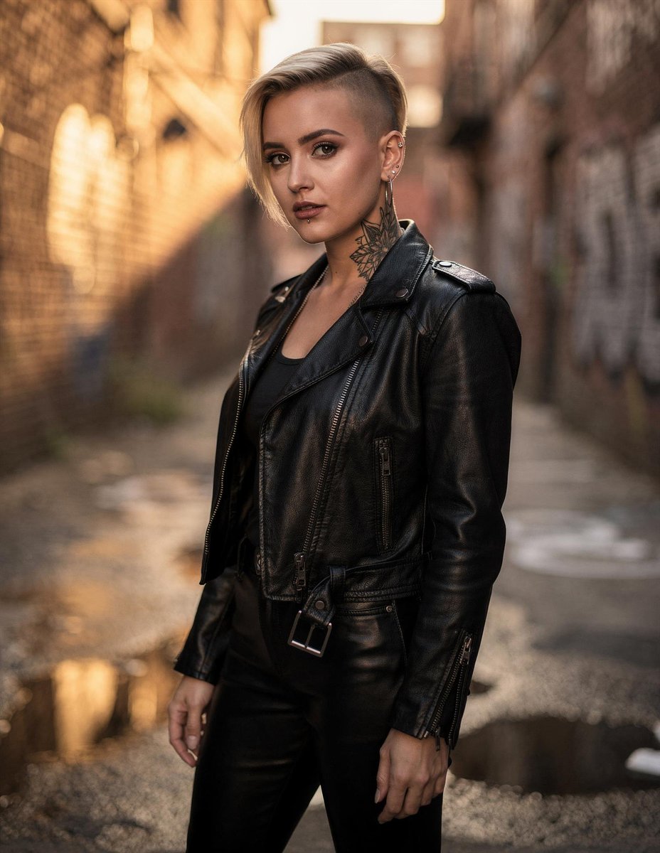 Urban Edge: Confident Portrait in Golden Light