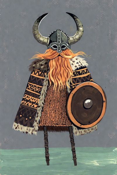 Whimsical Figures with Object Heads in Vibrant Gouache Style