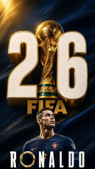 FIFA World Cup trophy glows inside giant golden number twenty-six