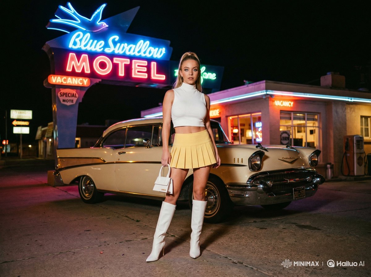Vintage Glamour Under Neon Lights