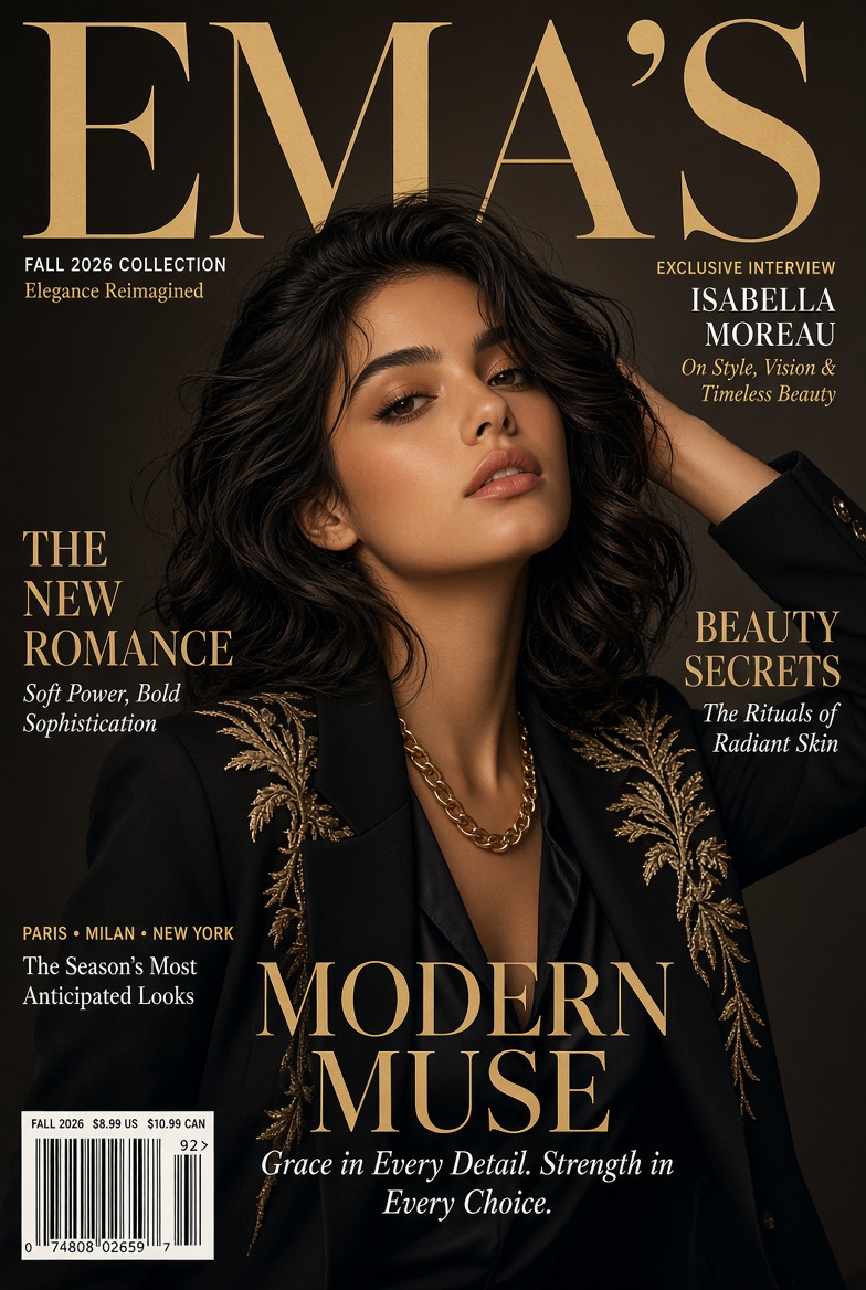 Elegant Woman In Black Blazer Graces EMA'S Fall Fashion Cover