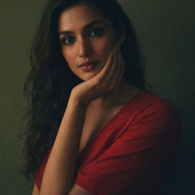 Velvet Shadows: Portrait in Red