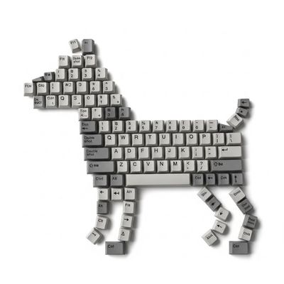Dog Made of Mechanical Keycaps in Perfect Precision