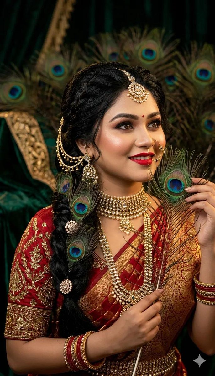Indian Bridal Elegance with Peacock Feathers