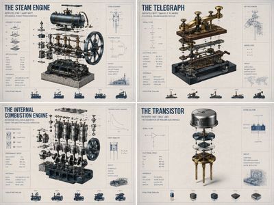 A cutaway view of the printing press reveals precise mechanical choreography