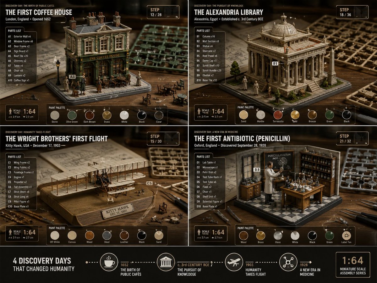 An isometric micro-scale coffee shop on a hobby workbench