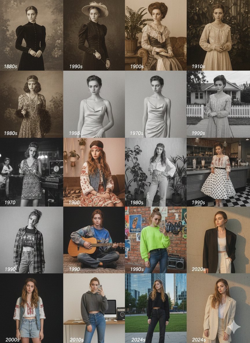 A Timeless Fashion Journey: 16 Eras in One Frame