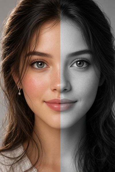 Split Portrait Reveals Dual Artistic Worlds in Stunning Visual Contrast