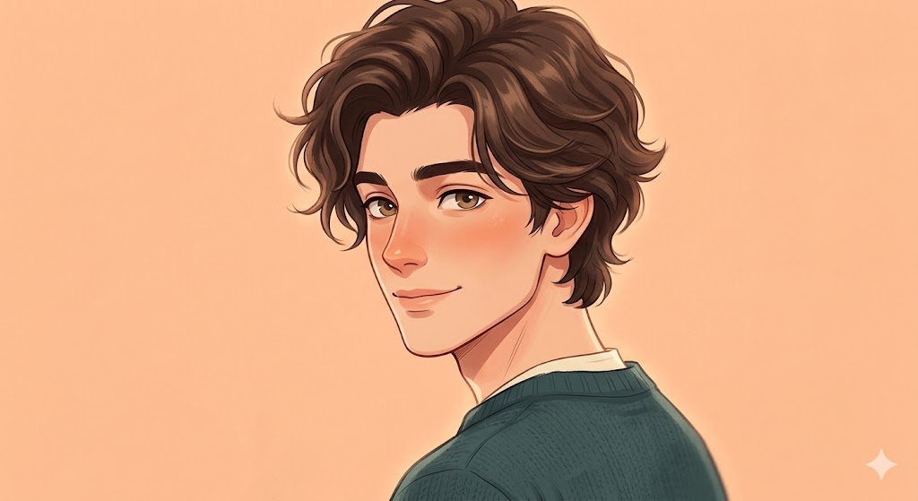Expressive Young Male Portrait in Semi-Realistic Digital Style