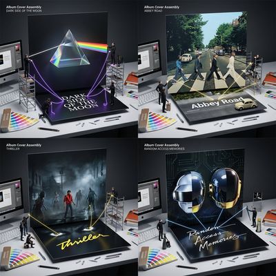 Tiny Designers Craft Iconic Album Covers in Hyper-Realistic Diorama