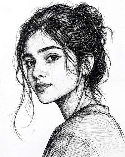 Elegant Ink: A Portrait of Depth and Detail