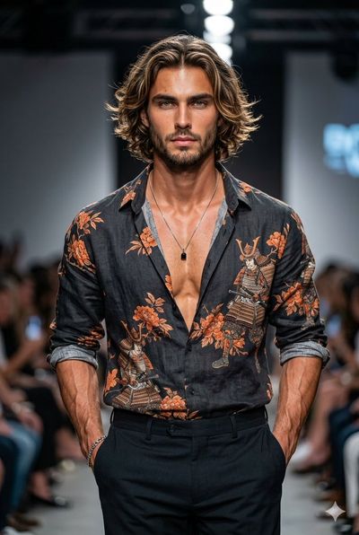 High-Fashion Runway Portrait of a Modern Male Model