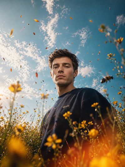 Intimate Spring Meadow Portrait from a Ground-Level Perspective