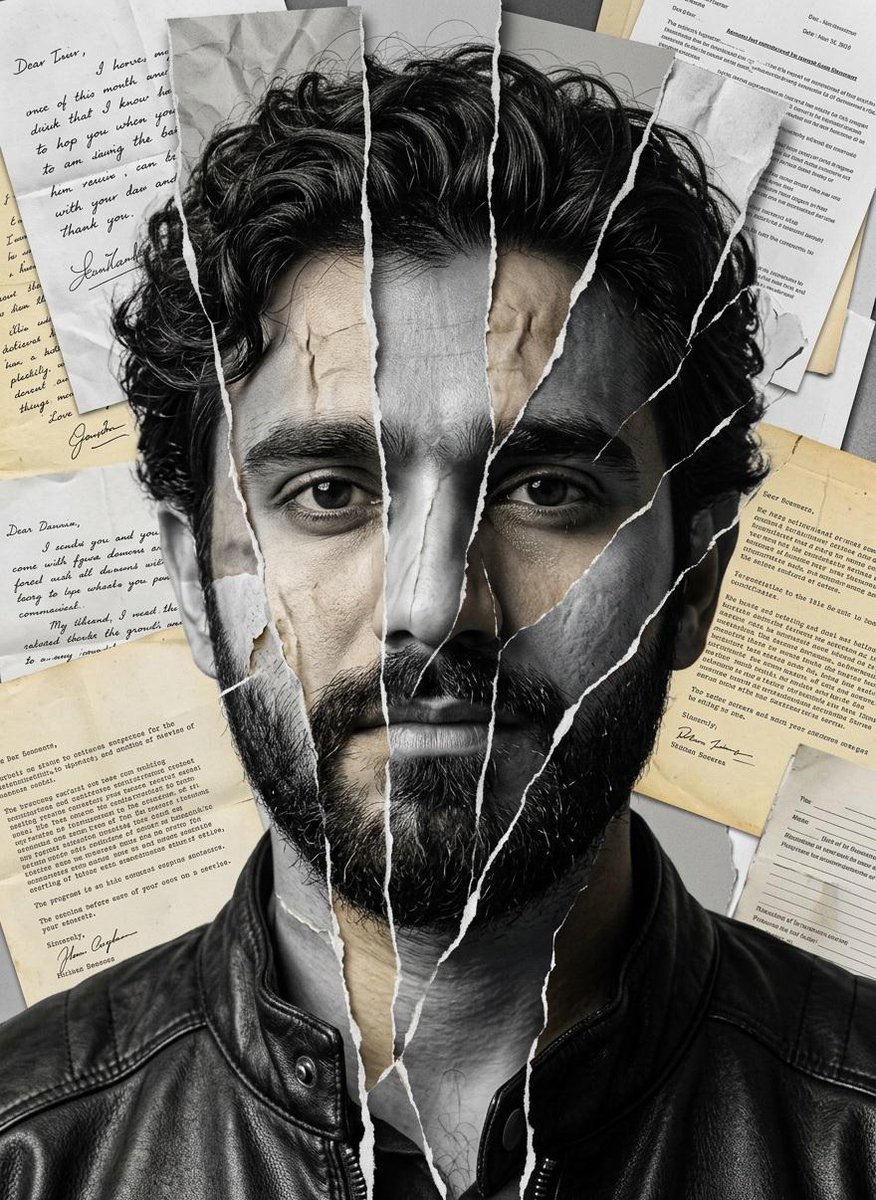 Man of Letters: A Gritty Portrait in Mixed Media