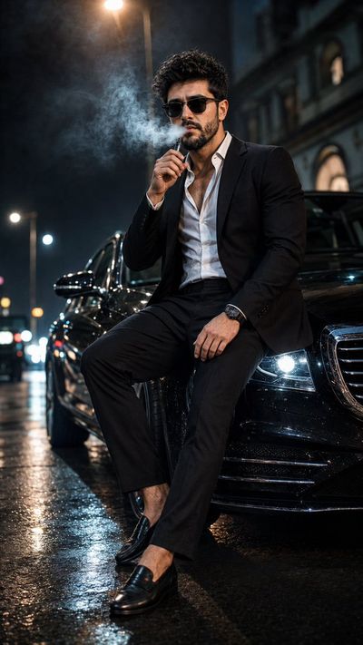 Noir Command on a Rainy Street
