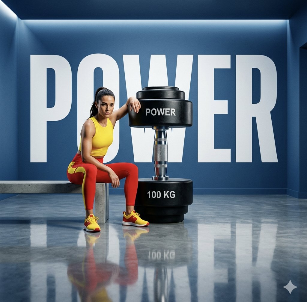 Strength Embodied: Athlete with Towering Dumbbell