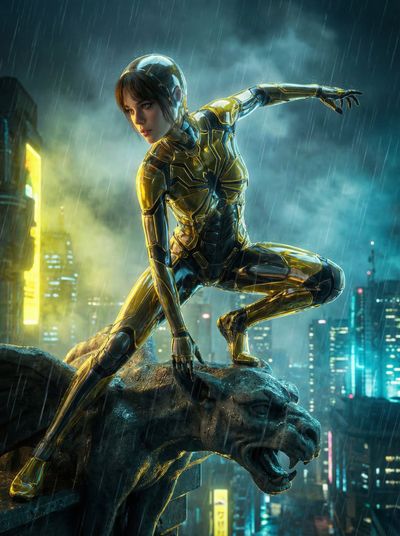 Neon Shadows: A Crystal-Clear Hero in Neo-Tokyo