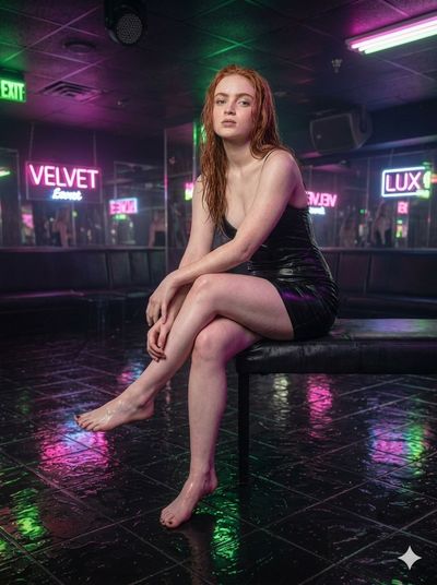 Glistening Confidence in a Neon Nightclub